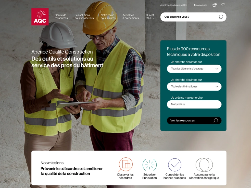 Illustration de la mission de Mission AMO - Refonte de Site Internet de l'AQC (Agence Qualité Construction) en 2024